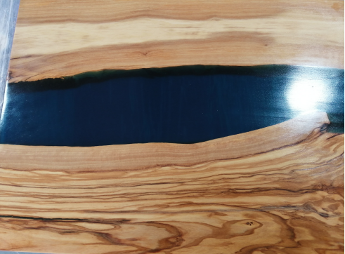 Deep Ocean Blue Resin & Olive Wood - 46x23cm (18.1x9.06in) - Georgia